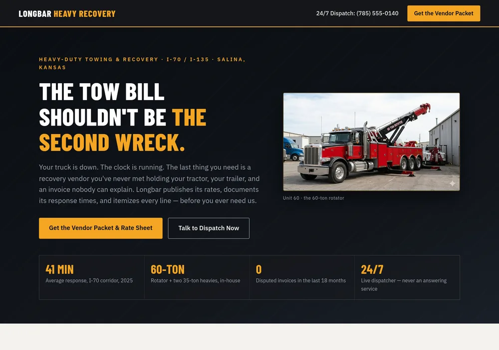 Screenshot of the Longbar Heavy Recovery page